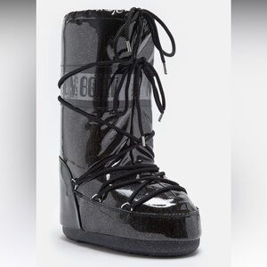 NWT Moon Boot Icon Glitter Black Women's Winter Boots